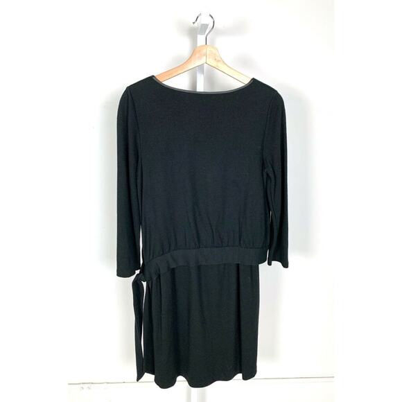 ELIE TAHARI Tie Waist Layered Look Sweater Dress Tiered Viscose Wool Black 8 - Picture 2 of 10